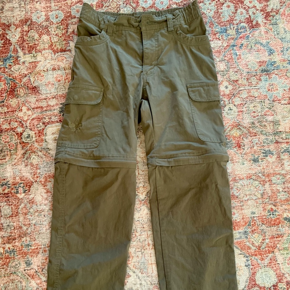 Scouts BSA Switchback Uniform Pant, Boys Size 12 Olive Green, zip off, EUC